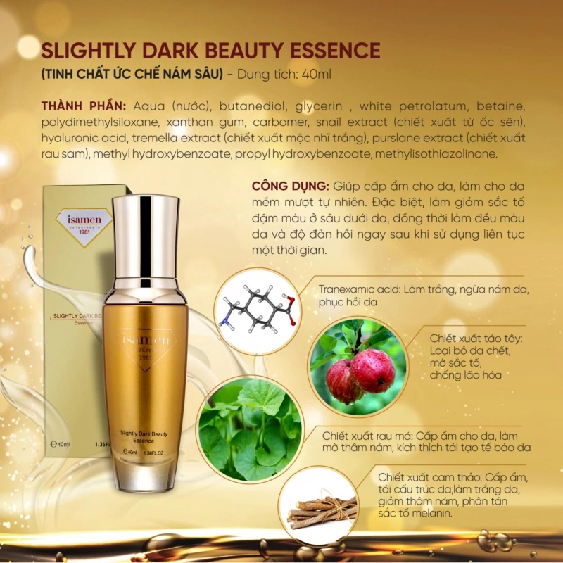 Tinh chất hỗ trợ ức chế nám sâu Isamen Slightly Dark Beauty Essence